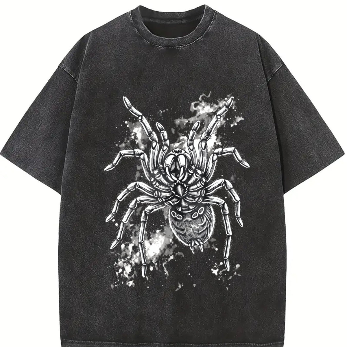 Spider 90s Retro ® Grunge Tarantula Y2k Vintage Washed T-Shirt in Black