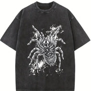 Spider 90s Retro ® Grunge Tarantula Y2k Vintage Washed T-Shirt in Black