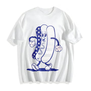 Fourth of July Hotdog Patriotic Cookout Grilling for Guys Cotton T-Shirt in White