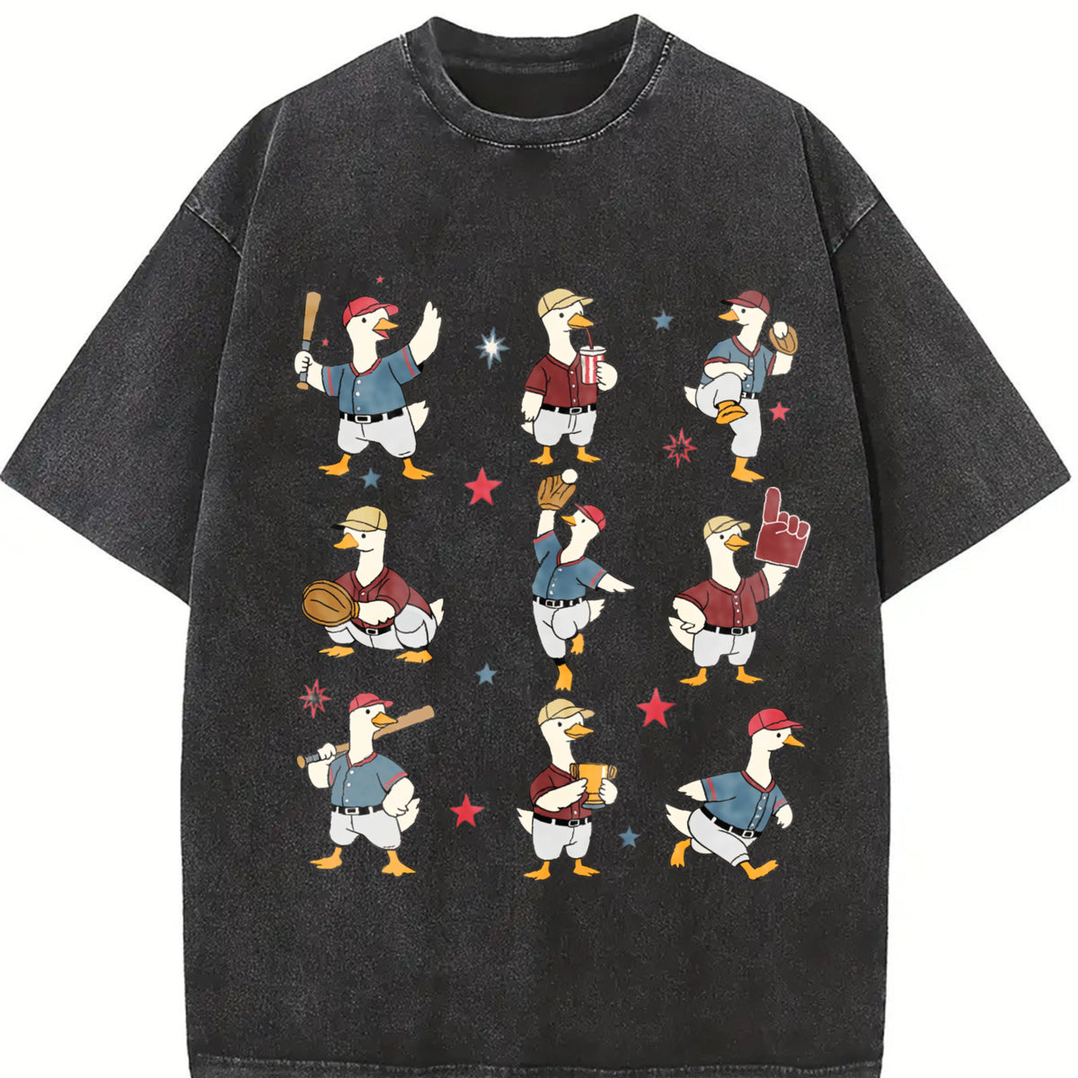 Silly Goose Baseball Vintage Washed T-Shirt in Black