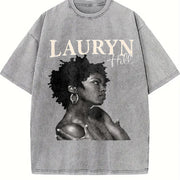 Lauryn Hill Portrait Tank Vintage Washed T-Shirt in Gray