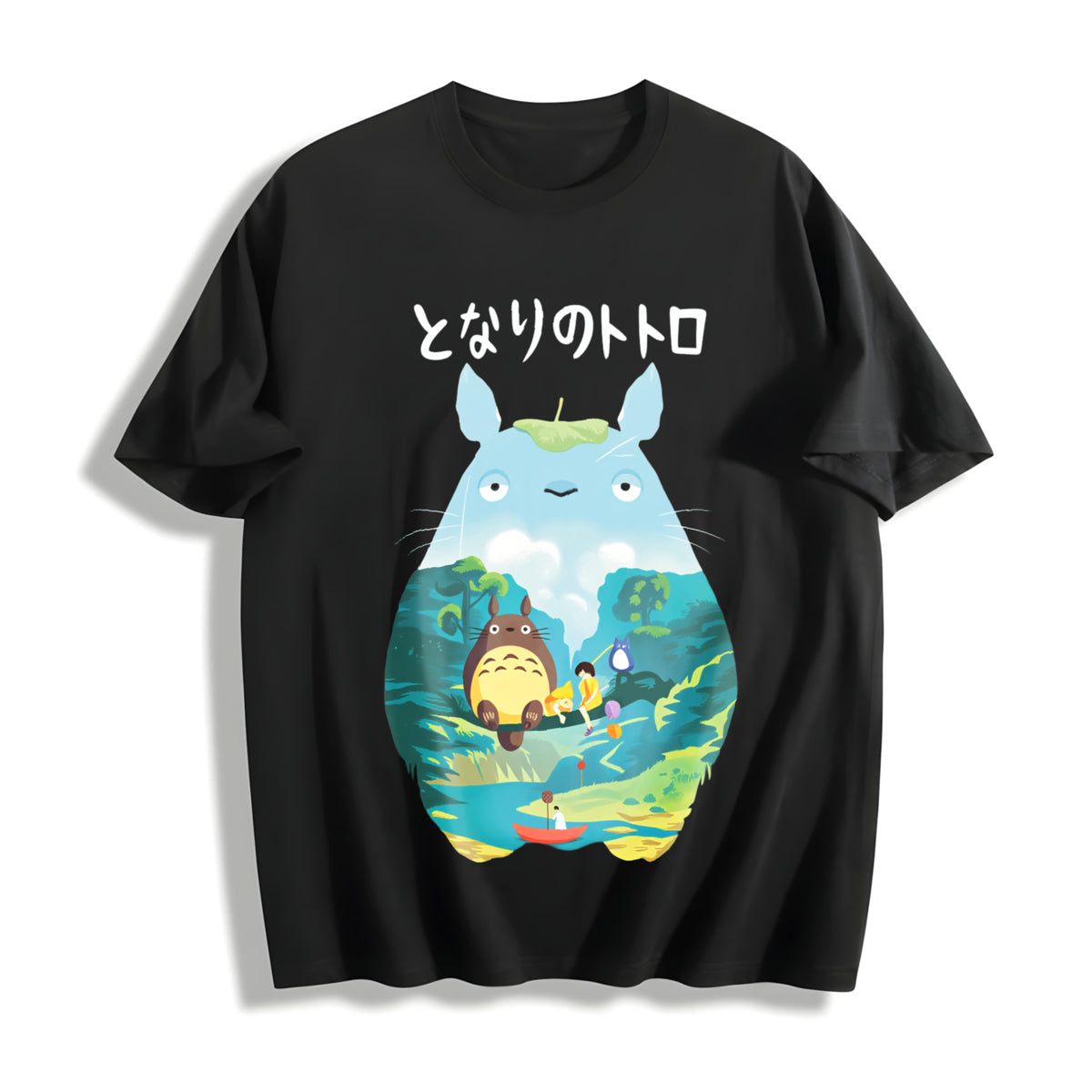 Ghibli Totoro Spirited Away Cotton T-Shirt in Black