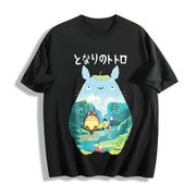 Ghibli Totoro Spirited Away Cotton T-Shirt in Black