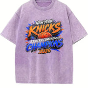 New York Knicks 2026 Eastern Conference Champions Vintage Washed T-Shirt in Purple