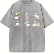 Silly Goose Reading Vintage Washed T-Shirt in Gray