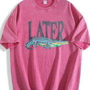 Later Gator 90s Retro Style 4th Of July Alligator vintage washed oversized T-shirt in Red