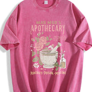 Cute Apothecary Poisons Soft Kawaii Japanese vintage washed oversized T-shirt in Red