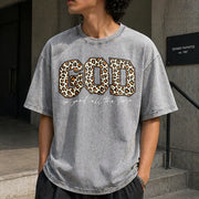 Leopard GOD Good Time Vintage Washed T-Shirt in Gray