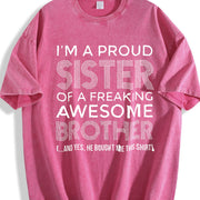 Style – Proud Sister and Awesome Brother vintage washed oversized T-shirt in Red