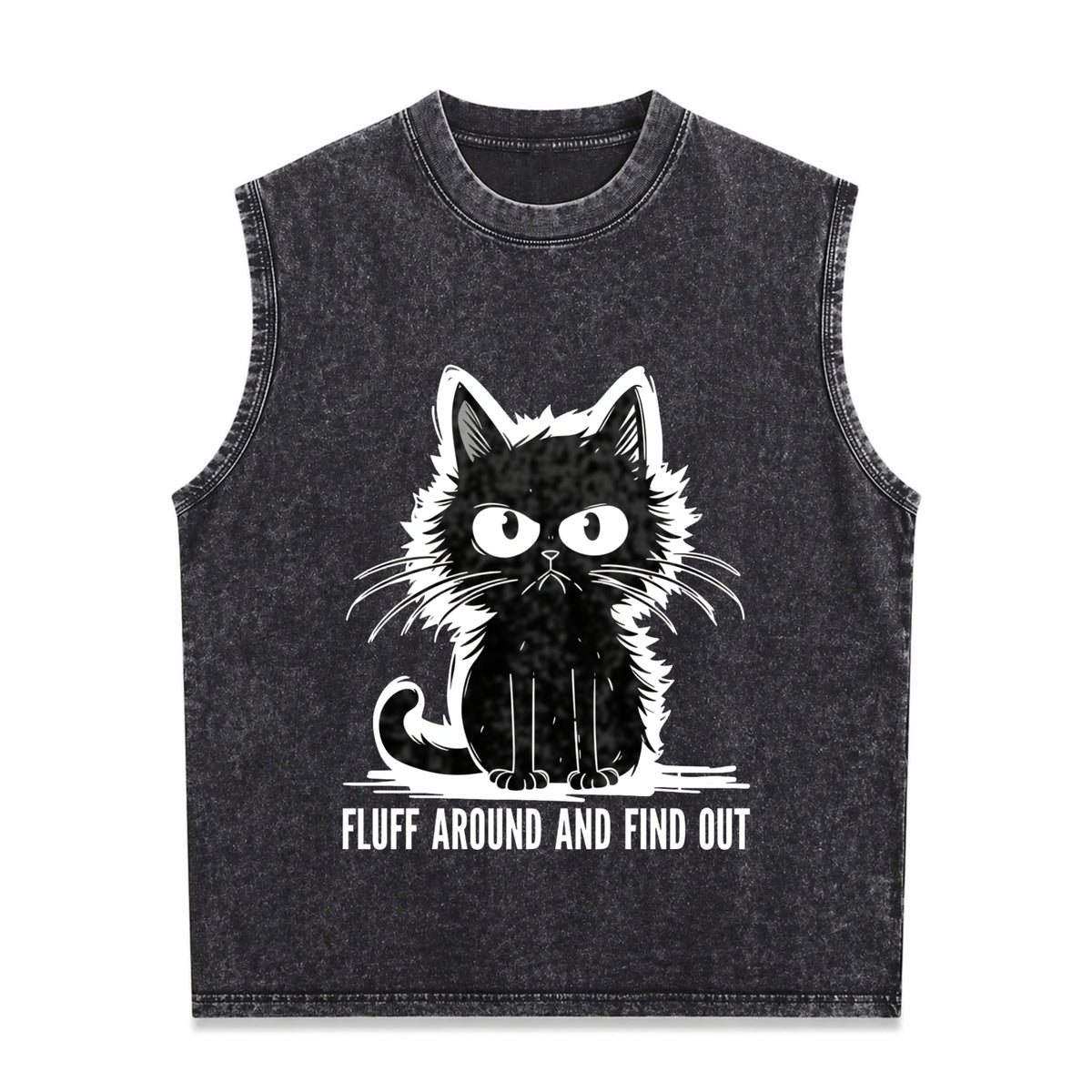 Cat Fluff Around and Find Out Vintage Washed Tank Top in Black