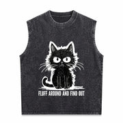 Cat Fluff Around and Find Out Vintage Washed Tank Top in Black