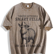 Retro Smart Fella Capybara 90s Vintage Washed T-Shirt in Brown