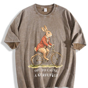 Rabbit Off to Cause a Kerfuffle Vintage Washed T-Shirt in Brown