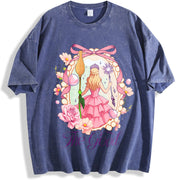 Wicked Change For Good Coquette Wicked Friendship vintage washed oversized T-shirt in Blue
