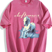 Retro Limited Deftones Tour Rock Band WHITE PONY Heavy vintage washed oversized T-shirt in Red