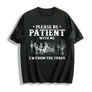 European and American Letter Cotton T-Shirt in Black