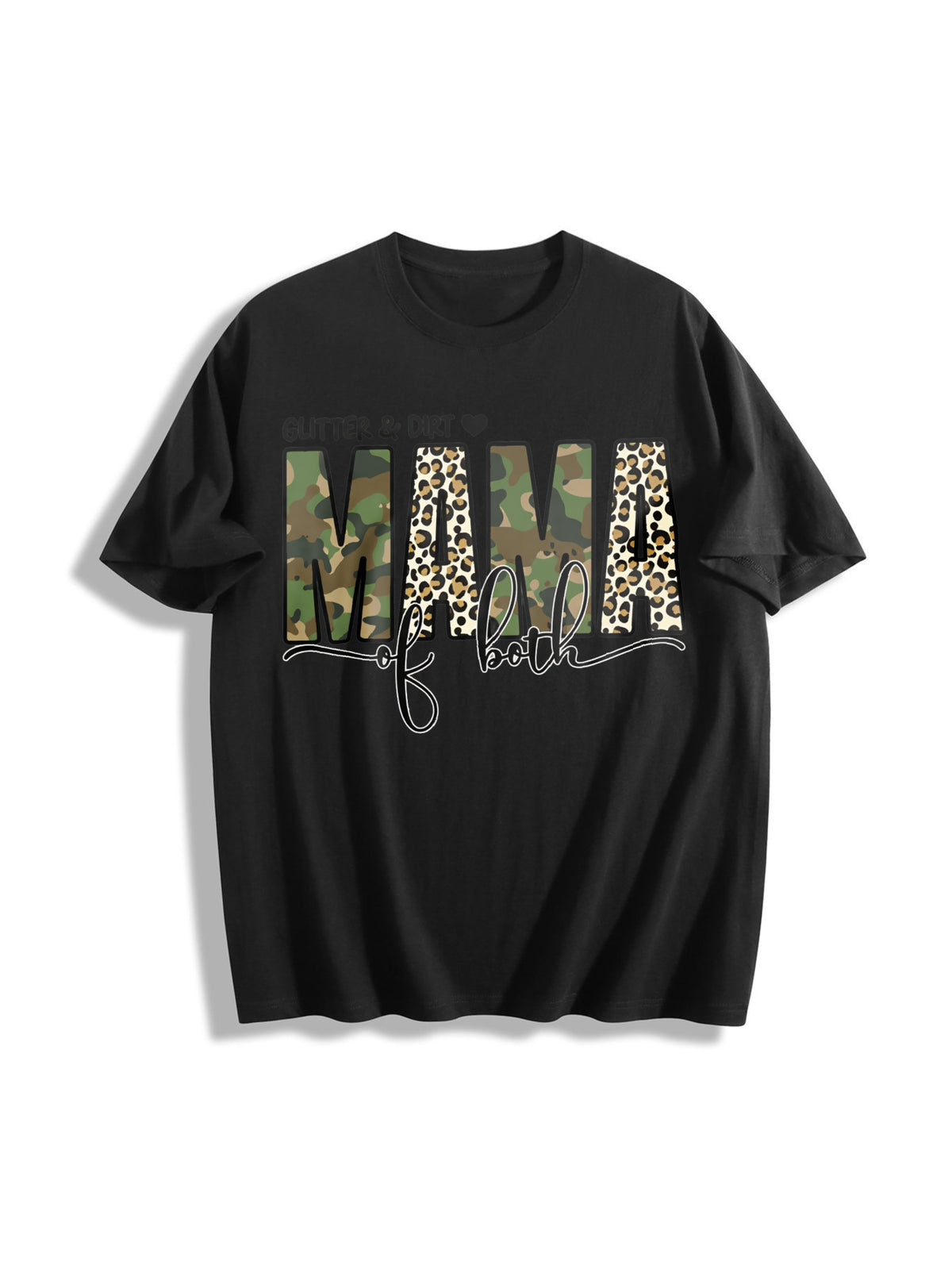 Glitter and Dirt Mama Of Cotton T-Shirt in Black