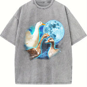 Three Goose Retro Silly Goose Vintage Washed T-Shirt in Gray