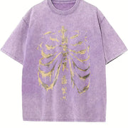 Golden Coastal Summer Graphic vintage washed oversized T-shirt in Purple