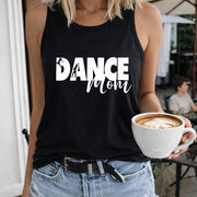 Dance Mom and Silhouette Regular Women's Color Cotton Tank Top in Black