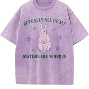 Actually All of My Systems Are Nervous Mental Health Vintage Washed T-Shirt in Purple