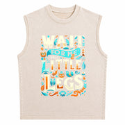 Wait for Me I Have Little Legs Vintage Washed Tank Top in Beige
