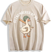 Boy Mom Goose Outnumbered by Boys Baseball Vintage Washed T-Shirt in Beige