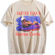 Country Music Hot Tropical & Americana Humor Vintage Washed T-Shirt in Beige