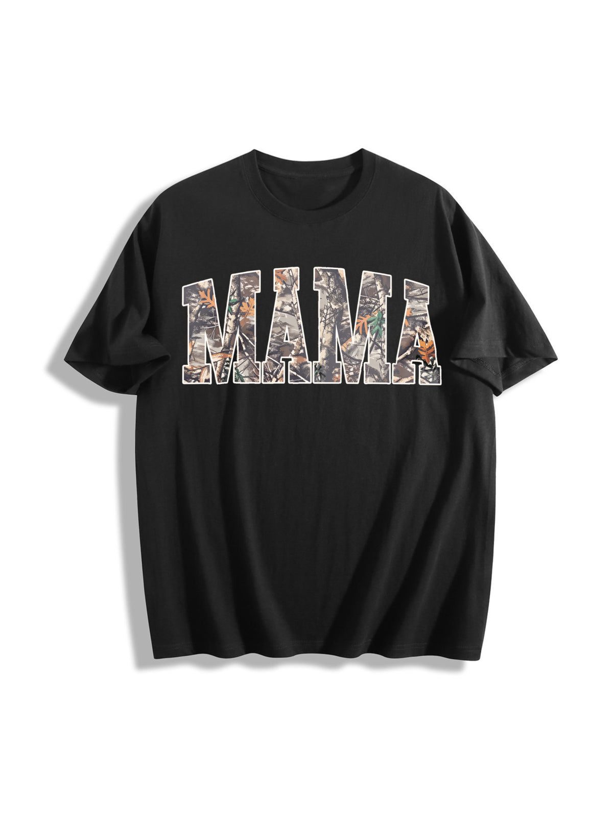 Hunting Mama Camo Mama Cotton T-Shirt in Black