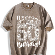 50 years old It's my Birthday 50th Birthday vintage washed oversized T-shirt in Brown