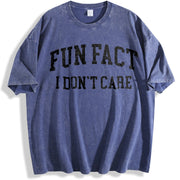 Fun Fact I Don't Care College vintage washed oversized T-shirt in Blue
