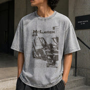 P1 Supercar 90s Vintage Washed T-Shirt in Gray