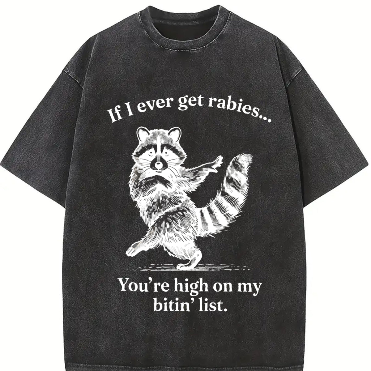 If I Ever Get Rabies You’re High on My Bitin’ List Vintage Washed T-Shirt in Black