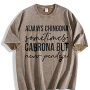 Short-sleeved Round-neck with a Mexican Vintage Washed T-Shirt in Brown