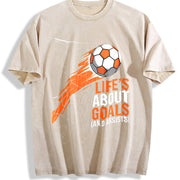 Life's About Goals and Assists Vintage Washed T-Shirt in Beige