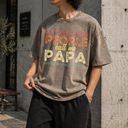Grandpa with Grandkids Names Vintage Washed T-Shirt in Brown
