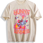 Hunnit Summers Vintage Washed T-Shirt in Beige