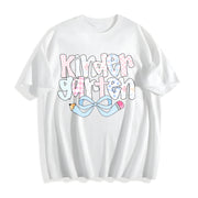 Preppy Kindergarten Teacher Coquette Teacher Pencil Bow Cotton T-Shirt in White