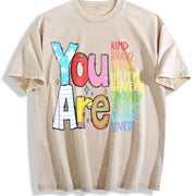 You Are Kind Back to School Vintage Washed T-Shirt in Beige