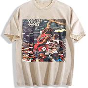 MJ Hard Foul 80's 90's Dunk Bad Boy Detroit vintage washed oversized T-shirt in Beige