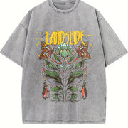 Landslide 70s Rock Inspired Vintage Washed T-Shirt in Gray