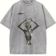 230gsm for Spring Fall Vintage Washed T-Shirt in Gray