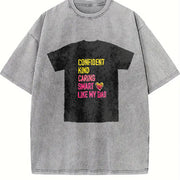 Confident Kind Caring Smart Like My Dad Vintage Washed T-Shirt in Gray