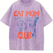 Cat Mom Cat Mama For Cat Mom vintage washed oversized T-shirt in Purple