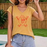 Playful Cartoon Strawberry Vest Women's Color Cotton Tank Top in Yellow
