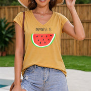 Happiness Is Women's Color Cotton Tank Top in Yellow
