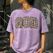 Leopard GOD Good Time Vintage Washed T-Shirt in Purple