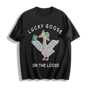 Silly Goose Lucky St Patricks Day Cotton T-Shirt in Black