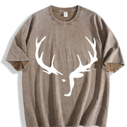 Deer Antlers Vintage Washed T-Shirt in Brown