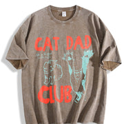 ® Cat Dad Club Back Cat Lover vintage washed oversized T-shirt in Brown